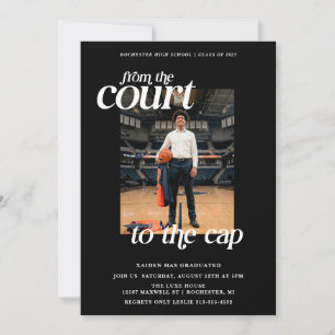Invitation Terrain de basket-ball noir pour remise des diplôm