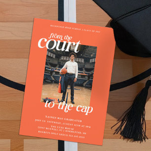 Invitation Terrain de basketball de fin d'études à la casquet