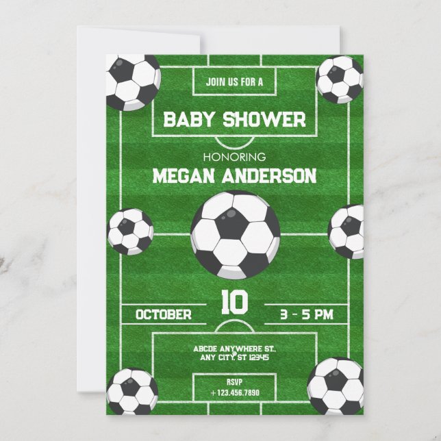 Invitation Terrain de football / baby shower de terrain de fo (Devant)