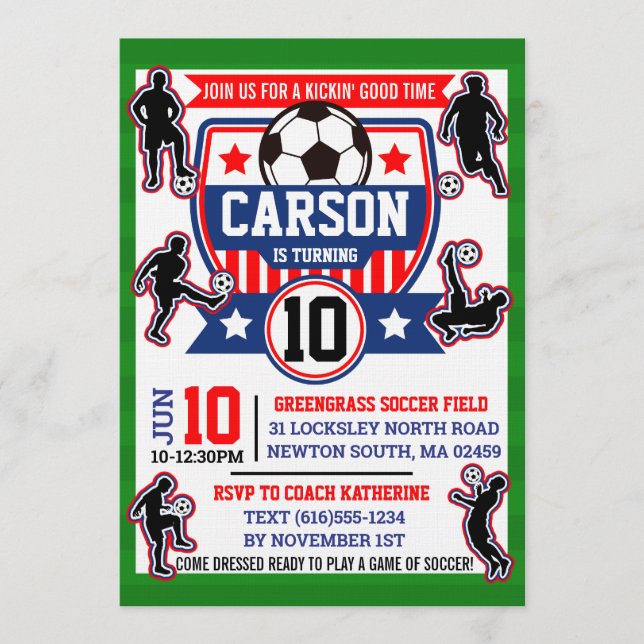 Invitation Terrain de football Garçons Fête d'anniversaire de (Devant)