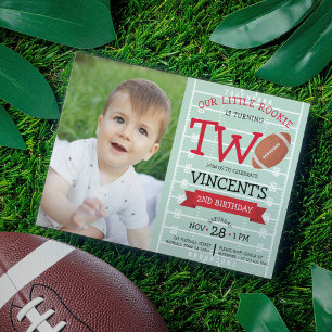 Invitation Terrain de football mignon et ruban photo 2e anniv