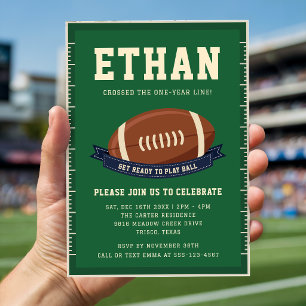 Invitation Terrain de football vert Bébé Première fête d'anni