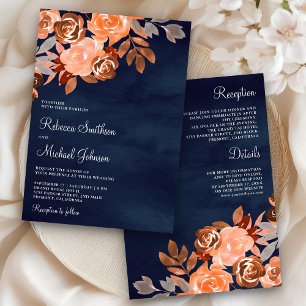 Invitation Terrain en terre cuite Floral tout en un Mariage d