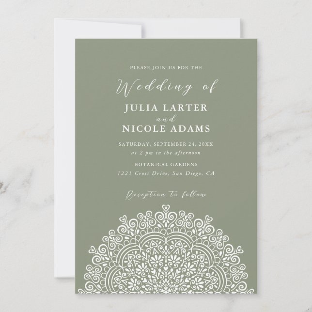 Invitation Terrain Mexicain Rétro Fleurissant Mandala Mariage (Devant)