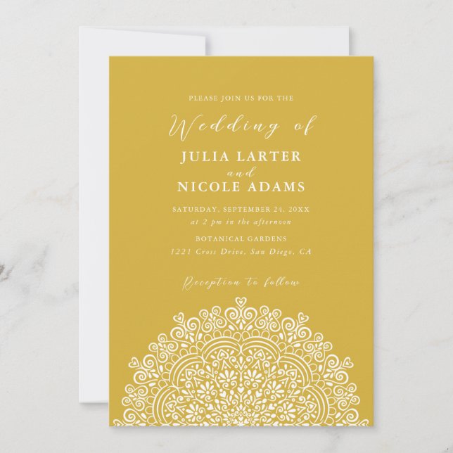 Invitation Terrain Mexicain Rétro Fleurissant Mandala Mariage (Devant)