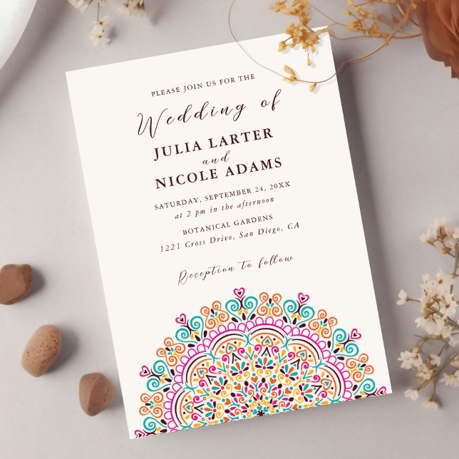 Invitation Terrain Mexicain Rétro Fleurissant Mandala Mariage (Créateur téléchargé)