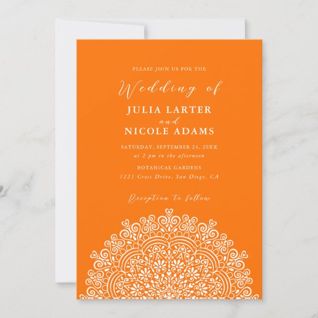 Invitation Terrain Mexicain Rétro Fleurissant Mandala Mariage (Devant)