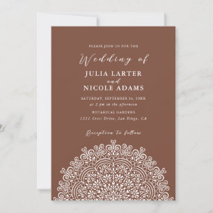 Invitation Terrain Mexicain Rétro Fleurissant Mandala Mariage