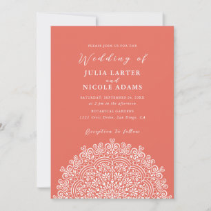 Invitation Terrain Mexicain Rétro Florissant Mandala Mariage