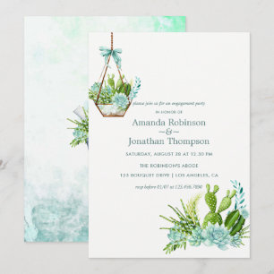 Invitation Terrarium de verre à l'aquarelle Succulents Fiança