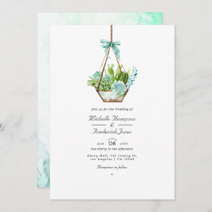 Invitation Terrarium en verre Succulents QR Code RSVP Mariage