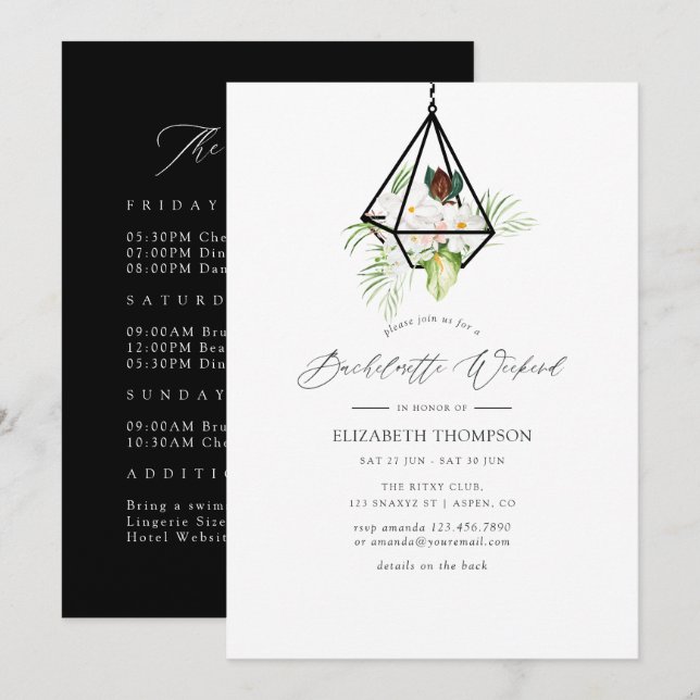 Invitation Terrarium Géométrique Week-end Enterrement de Vie  (Devant / Derrière)