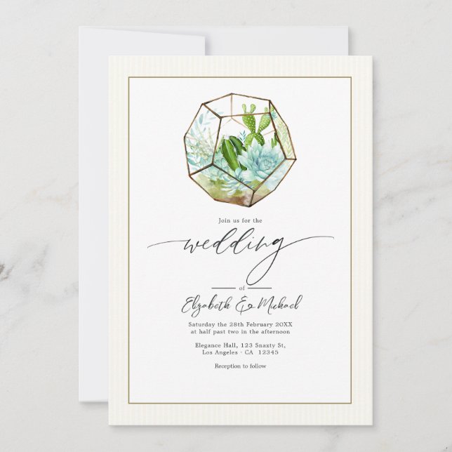Invitation Terrarium Jardin Mariage Photo et Code QR (Devant)