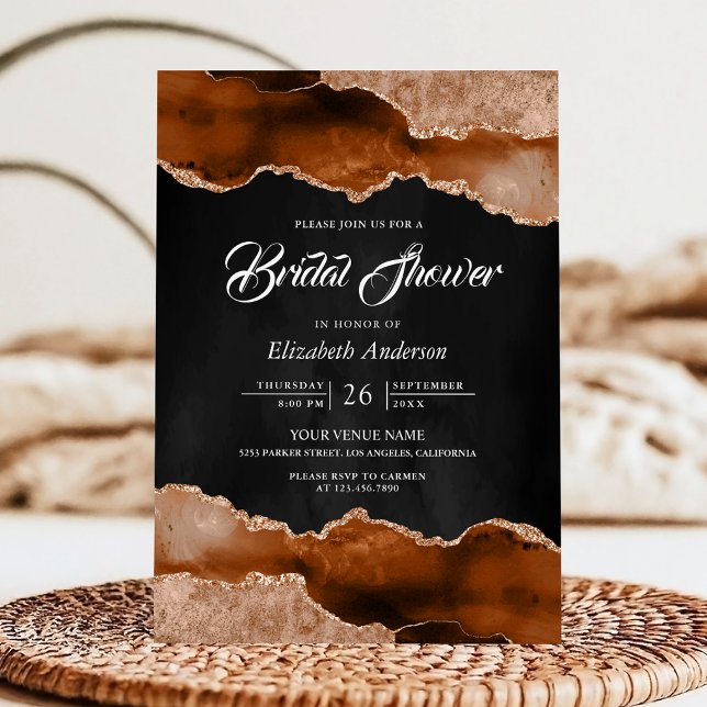 Invitation Terrasse en terre cuite Agate Marbre Noir Mariage (Créateur téléchargé)