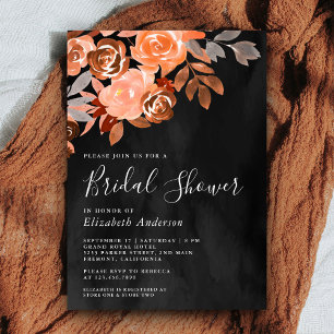 Invitation Terrasse Rustique en Terracotta Fleurs Gris Foncé 