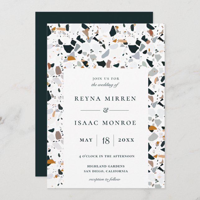 Invitation Terrazzo Artisan Trame Mariage Invit (Devant / Derrière)