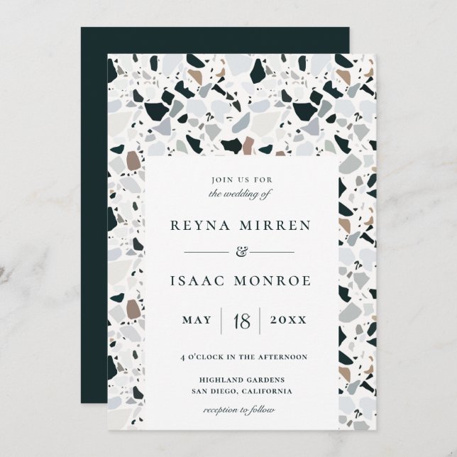 Invitation Terrazzo Artisan Trendy Mariage (Devant / Derrière)