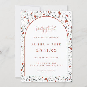 Invitation Terrazzo Burnt Orange Rust Terracotta Arch Mariage