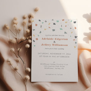 Invitation Terrazzo Tile Confetti Style Moderne Tons de Terre