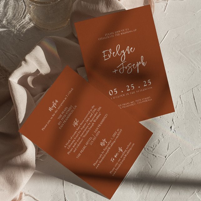 Invitation Terrcotta Brûlé Orange Boho Tout En Un Mariage (Créateur téléchargé)