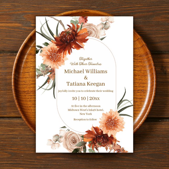 Invitation Terre Boho Terracotta et Fleurs de Mariage Automna (Créateur téléchargé)