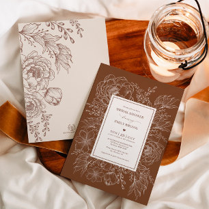 Invitation Terre brûlé Orange Botanique Fête des mariées Flor