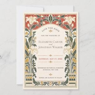 Invitation Terre cuite Art Nouveau Lily Enregistrez la Date
