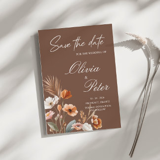 Invitation Terre Cuite Bohème Fleur Sauvage Save The Date