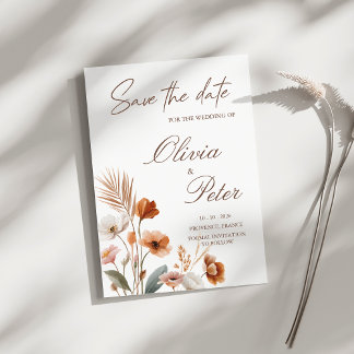 Invitation Terre Cuite Bohème Fleur Sauvage Save The Date