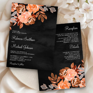 Invitation Terre Cuite Florale Tout en Un Mariage Noir