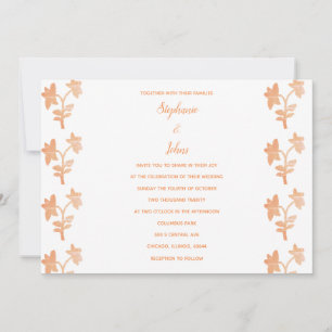 Invitation Terre cuite motif floral simple mariage de printem