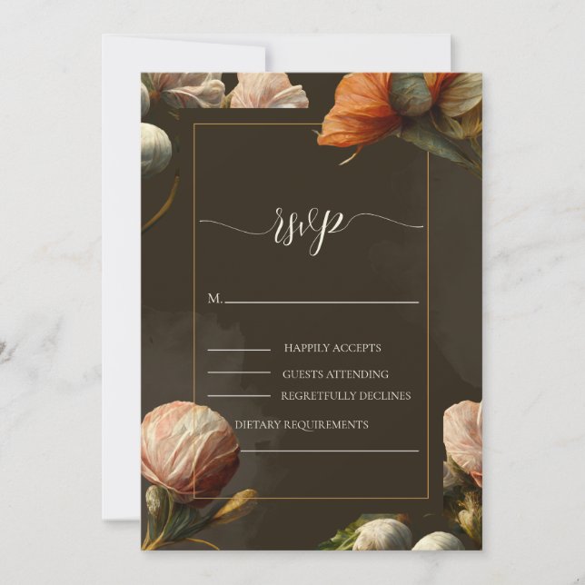 Invitation Terre cuite Orange Brûlé Floral Marron RSVP (Devant)