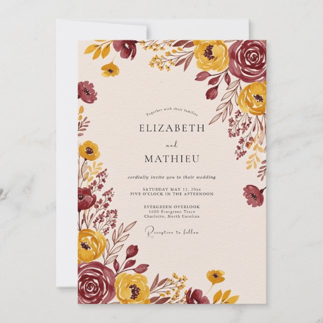 Invitation Terre de Moutarde Mariage d'Automne (Devant)