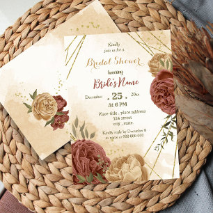 Invitation terre terre cuite fleurie verdure nuptiale douche