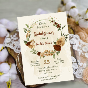 Invitation terre terre cuite tonalité fleurie douche nuptiale