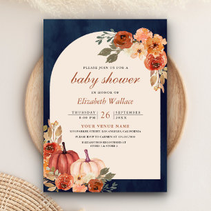 Invitation Terreux Floral Terracotta Citrouille Marin Bébé Sh