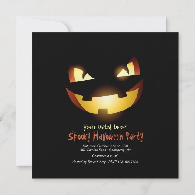 Invitation terrifiante de citrouille d'Halloween (Devant)