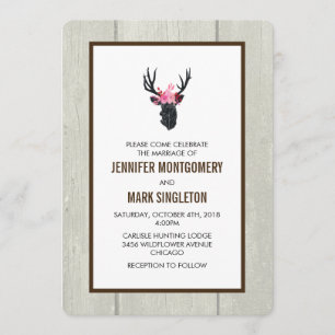 Invitation Tête de cerf géométrique avec couronne florale Mar