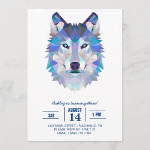 Invitation Tête de loup polygonale géométrique