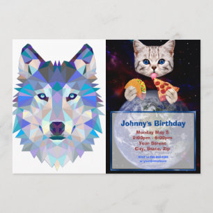 Invitation Tête de loup polygonale géométrique