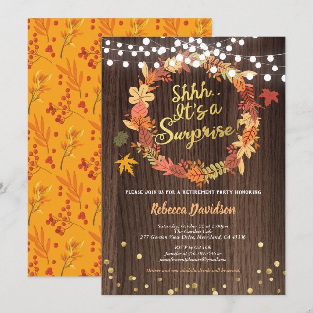 Invitation Tête de retraite surprise d'automne grâce à l'acti (Devant / Derrière)