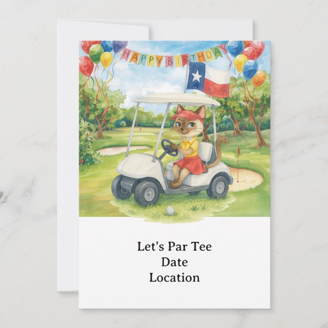 Invitation Texas Birthday Theme for GOLFER Amoureux de les ch (Devant)