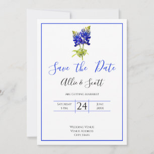 Invitation Texas Bluebonnet Flowers, Mariage moderne date de 