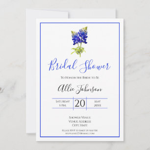 Invitation Texas Bluebonnet Flowers, Mariage moderne, Mariage