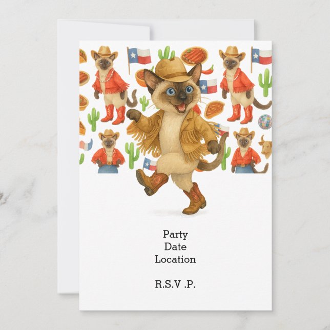 Invitation Texas themed for Cat Lovers (Devant)