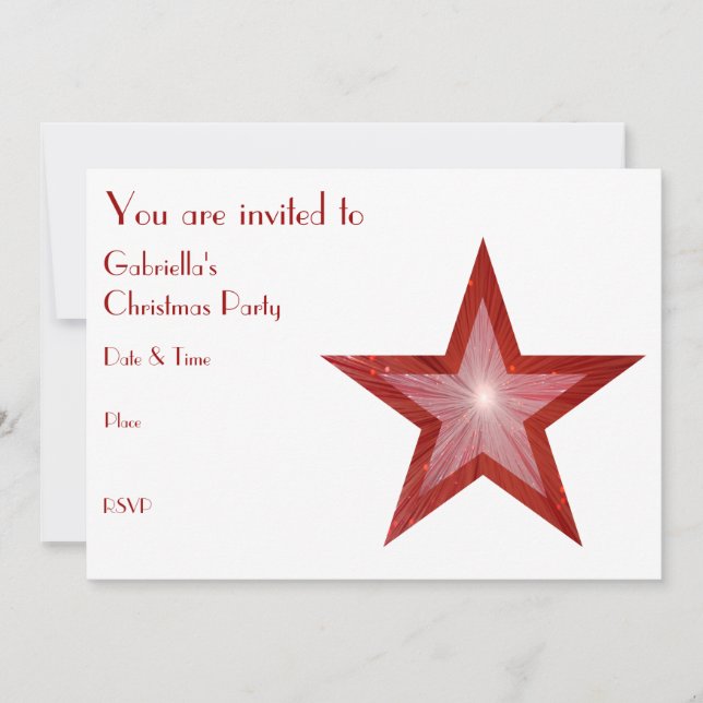 Invitation Texte avant de l'invitation Red Star blanc (Devant)