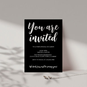 Invitation Texte blanc de fête générale monochrome moderne