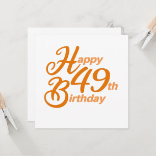 Invitation Texte cursif Joyeux 49e Anniversaire Orange