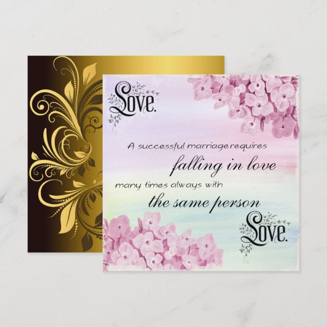 Invitation Texte de citation Calligraphie et fleurs Cadre de  (Devant / Derrière)