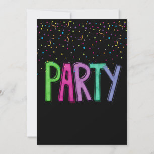 Invitation Texte de fête d'anniversaire et Confetti